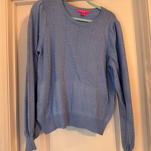 Lilly Pulitzer Light Blue Pearl-Accent Crewneck Sweater